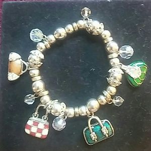 Handmade beaded stretch bracelet with purses